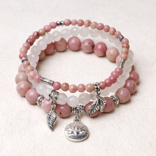 3PCS Natural Quartz Crystal Lotus Healing Bracelet 3PCS Natural Quartz Crystal Lotus Healing Bracelet