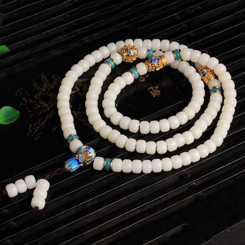 White Bodhi Seed 108 Beads Wealth Bracelet White Bodhi Seed 108 Beads Wealth Bracelet