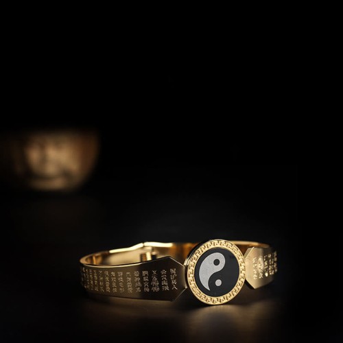 Yin Yang Lotus Om Mani Padme Hum Titanium Steel Bracelet Yin Yang Lotus Om Mani Padme Hum Titanium Steel Bracelet