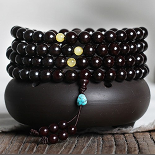 108 Mala Beads Small Leaf Red Sandalwood Amber Bracelet 108 Mala Beads Small Leaf Red Sandalwood Amber Bracelet