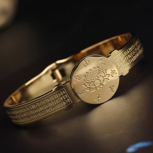Yin Yang Lotus Om Mani Padme Hum Titanium Steel Bracelet Yin Yang Lotus Om Mani Padme Hum Titanium Steel Bracelet