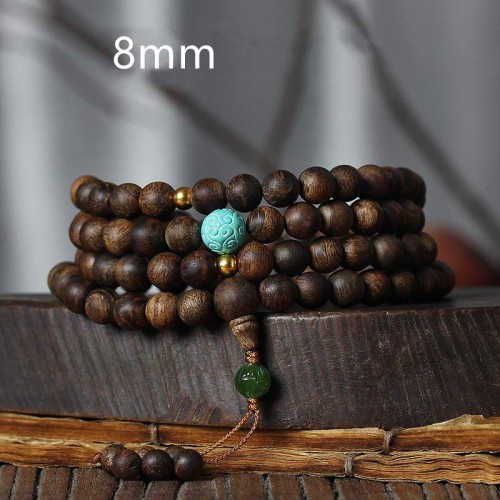 108 Mala Beads Agarwood Turquoise Meditation Bracelet 108 Mala Beads Agarwood Turquoise Meditation Bracelet