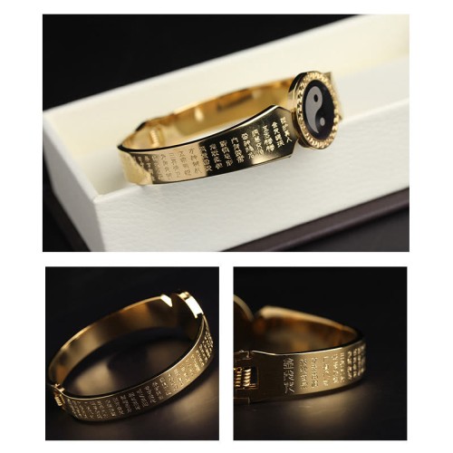 Yin Yang Lotus Om Mani Padme Hum Titanium Steel Bracelet Yin Yang Lotus Om Mani Padme Hum Titanium Steel Bracelet