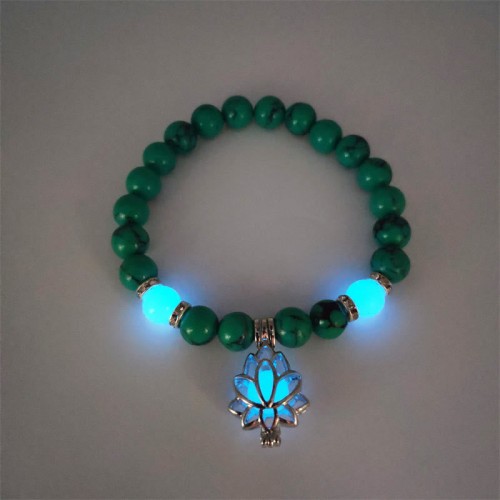 Turquoise Glowstone Lotus Protection Bracelet Turquoise Glowstone Lotus Protection Bracelet