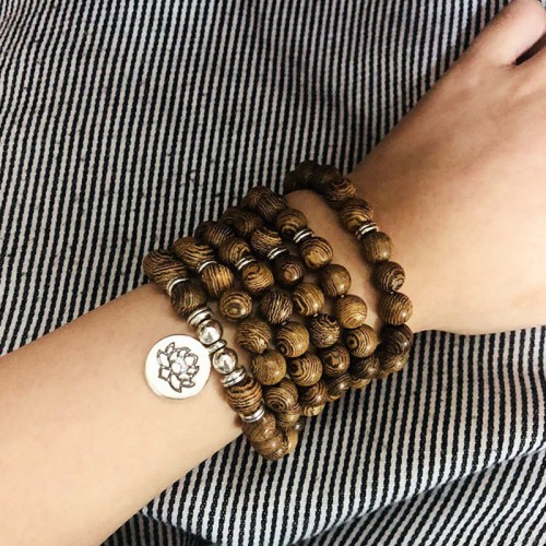 Tibetan Lightning Strike Wood Lotus Buddha Bracelet