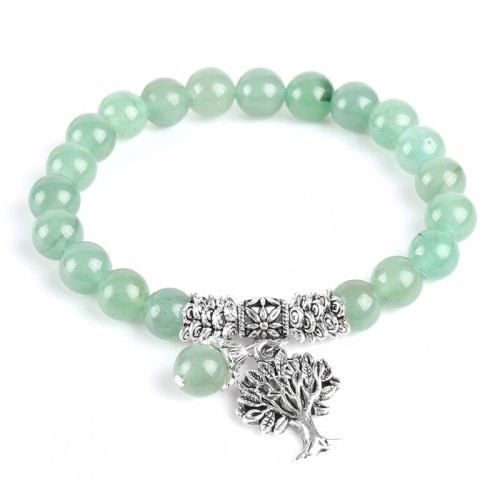 Natural Gemstone Tree of Life Lucky Charm Bracelet
