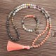 108 Mala Beads Fluorite Black Glitter Stone Protection Bracelet
