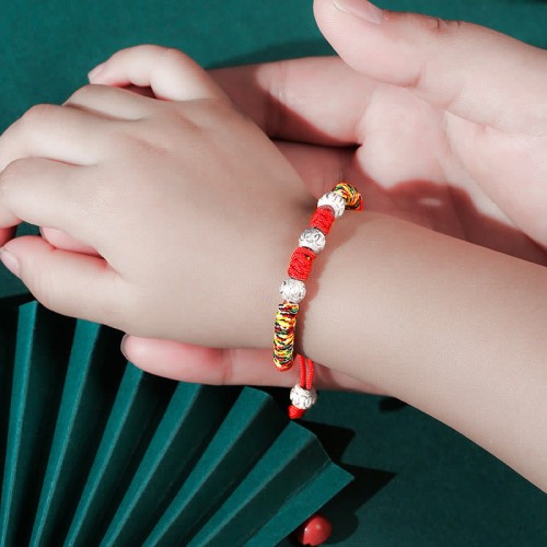 925 Silver King Kong Knot Multicolored String Strength Bracelet