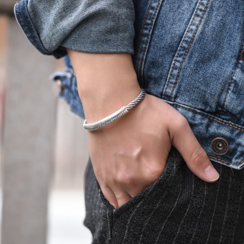 Tibetan Om Mani Padme Hum Heart Sutra Cuff Bracelet