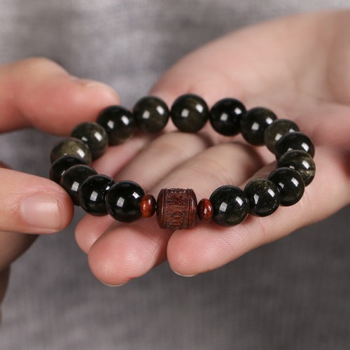 Gold Sheen Obsidian Om Mani Padme Hum Bracelet Gold Sheen Obsidian Om Mani Padme Hum Bracelet