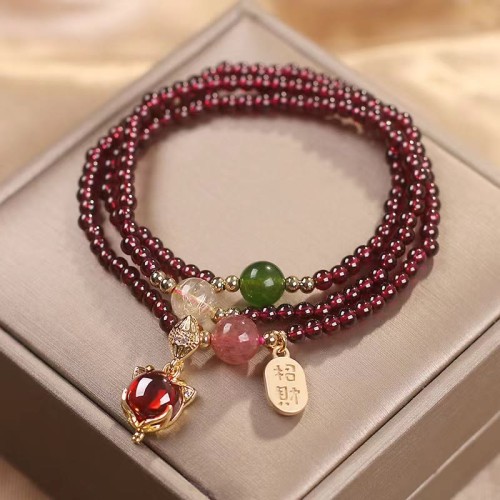 Garnet Strawberry Quartz Koi Fish Bracelet Garnet Strawberry Quartz Koi Fish Bracelet