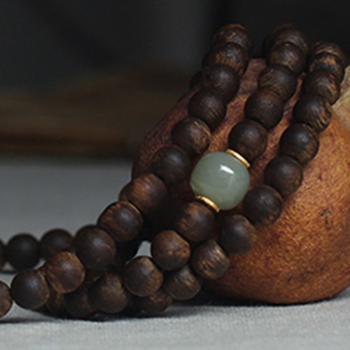 108 Mala Beads Agarwood Jade 999 Gold Peace Bracelet 108 Mala Beads Agarwood Jade 999 Gold Peace Bracelet