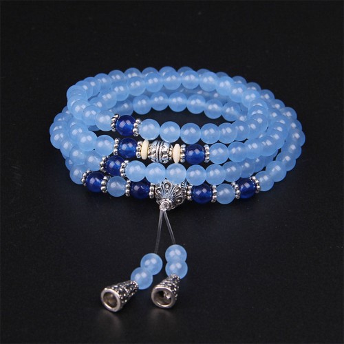 108 Beads Blue Crystal Healing Mala Bracelet 108 Beads Blue Crystal Healing Mala Bracelet