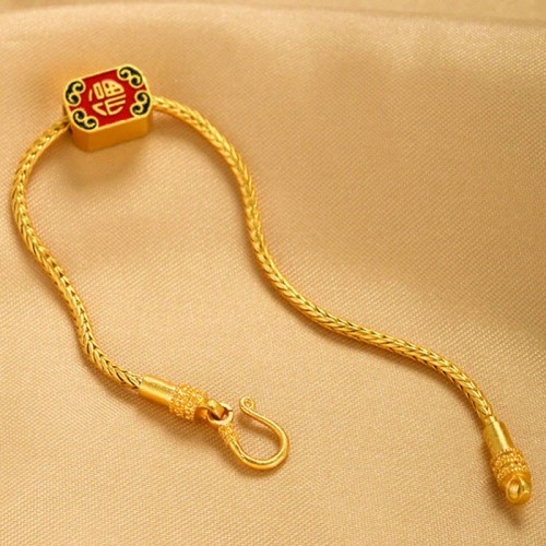 18K Gold Om Mani Padme Hum Koi Fish Luck Bracelet 18K Gold Om Mani Padme Hum Koi Fish Luck Bracelet