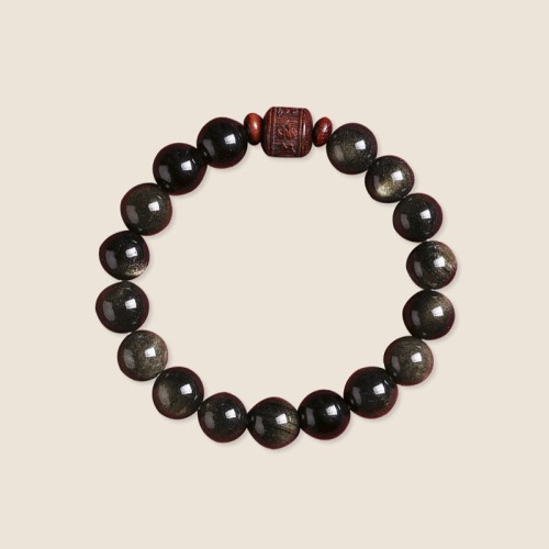 Gold Sheen Obsidian Om Mani Padme Hum Bracelet Gold Sheen Obsidian Om Mani Padme Hum Bracelet