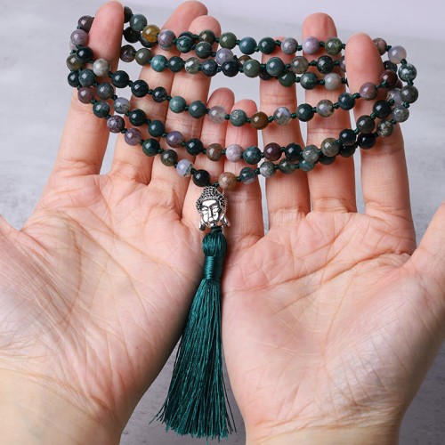 108 Mala Indian Agate Buddha Head Cleansing Bracelet 108 Mala Indian Agate Buddha Head Cleansing Bracelet