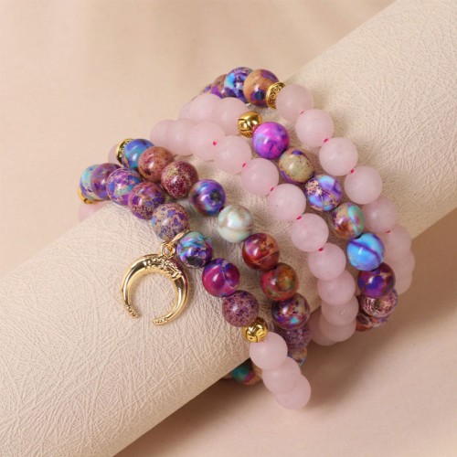 Miano Real Pink Crystal Mala Healing Bracelet Miano Real Pink Crystal Mala Healing Bracelet