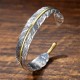 Feather Carved Luck Wealth Cuff Bracelet Feather Carved Luck Wealth Cuff Bracelet