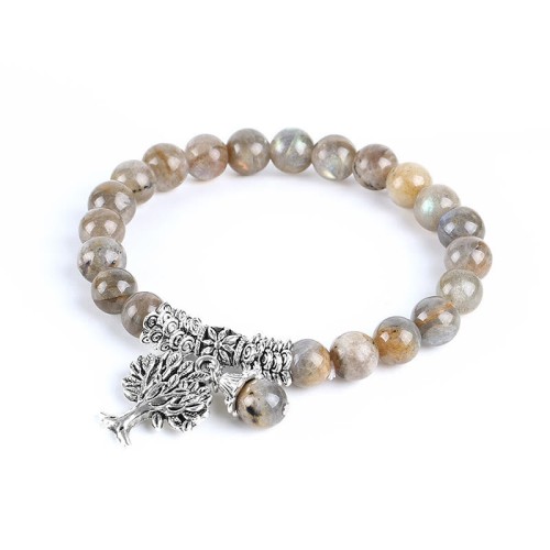 Natural Gemstone Tree of Life Lucky Charm Bracelet