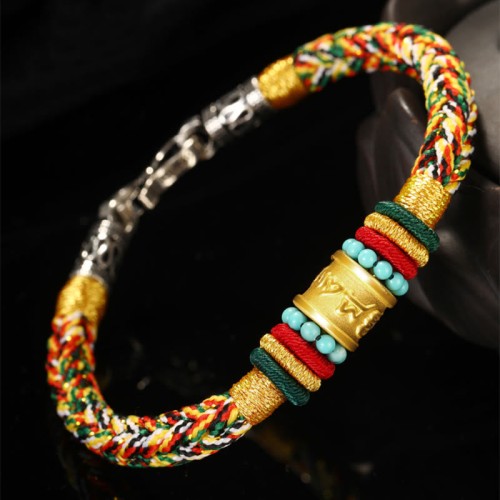 Tibet Gold Om Mani Padme Hum Eight Thread Bracelet