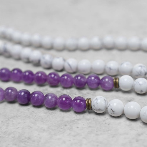 108 Mala Beads Amethyst White Turquoise Healing Bracelet 108 Mala Beads Amethyst White Turquoise Healing Bracelet