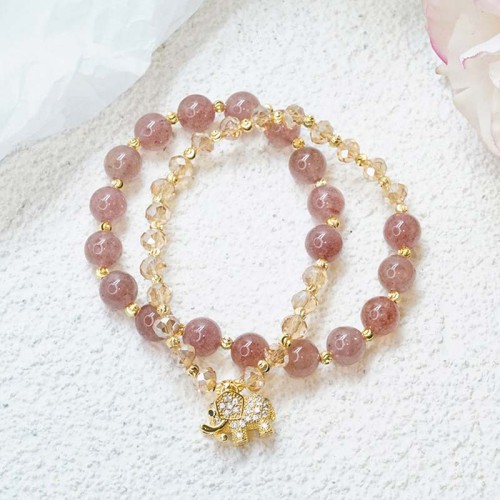 Rose Quartz Elephant Healing Charm Bracelet Rose Quartz Elephant Healing Charm Bracelet