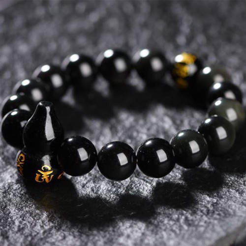 Rainbow Obsidian Gourd Om Mani Padme Hum Bracelet Rainbow Obsidian Gourd Om Mani Padme Hum Bracelet