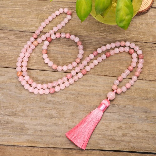 108 Mala Pink Crystal Love Tassel Bracelet 108 Mala Pink Crystal Love Tassel Bracelet