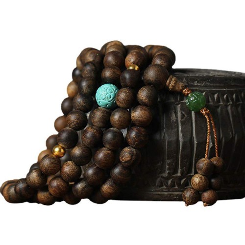 108 Mala Beads Agarwood Turquoise Meditation Bracelet 108 Mala Beads Agarwood Turquoise Meditation Bracelet