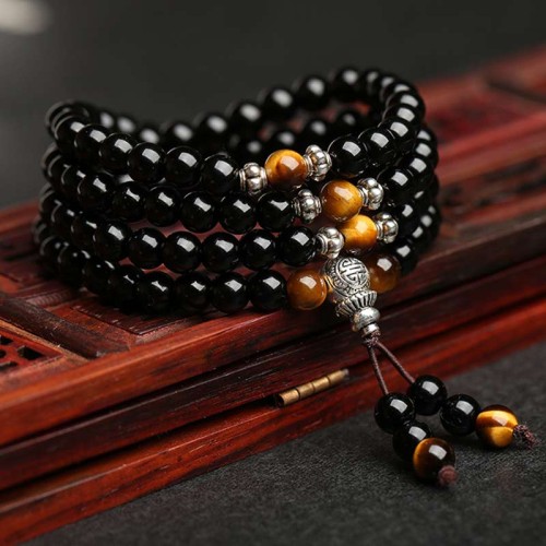Black Obsidian Tiger Eye Blessing Bracelet Black Obsidian Tiger Eye Blessing Bracelet