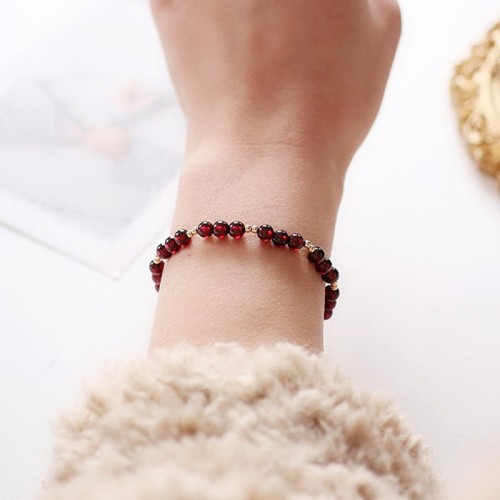 14K Gold Natural Garnet Calm Bracelet 14K Gold Natural Garnet Calm Bracelet