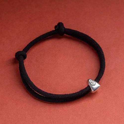 925 Silver Fu Character Blessing Braided Bracelet 925 Silver Fu Character Blessing Braided Bracelet