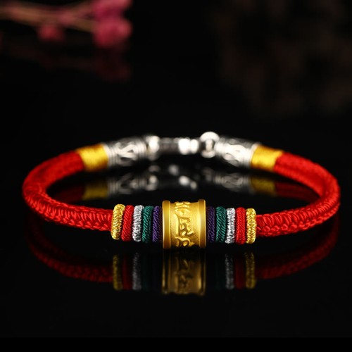 Tibet Gold Om Mani Padme Hum Eight Thread Bracelet
