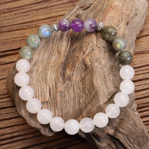 108 Beads White Agate Amethyst Protection Bracelet 108 Beads White Agate Amethyst Protection Bracelet