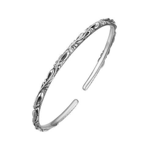 925 Sterling Silver Vines Engraved Protection Bangle 925 Sterling Silver Vines Engraved Protection Bangle