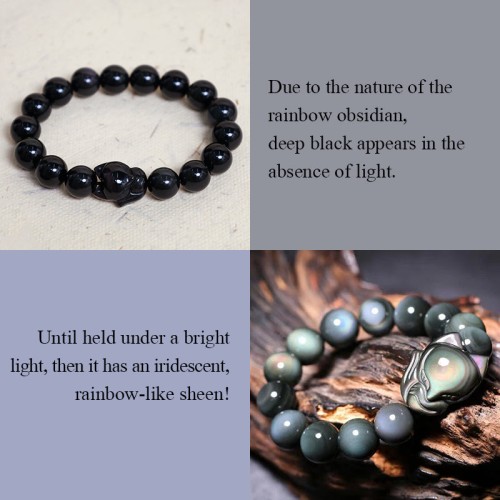 Rainbow Obsidian Fox Healing Bracelet