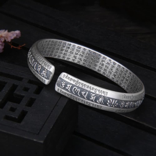 999 Sterling Silver Om Mani Padme Hum Lotus Peace Bracelet 999 Sterling Silver Om Mani Padme Hum Lotus Peace Bracelet