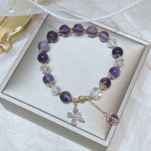 Amethyst Crystal Butterfly Charm Bracelet Amethyst Crystal Butterfly Charm Bracelet