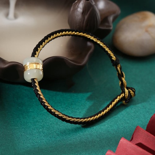 999 Gold Hetian Jade Om Mani Padme Hum Bracelet 999 Gold Hetian Jade Om Mani Padme Hum Bracelet