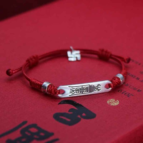 925 Sterling Silver Red String Luck Strength Bracelet