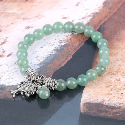 Natural Gemstone Tree of Life Lucky Charm Bracelet