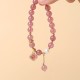 Strawberry Quartz Pearl Four Leaf Clover Bracelet