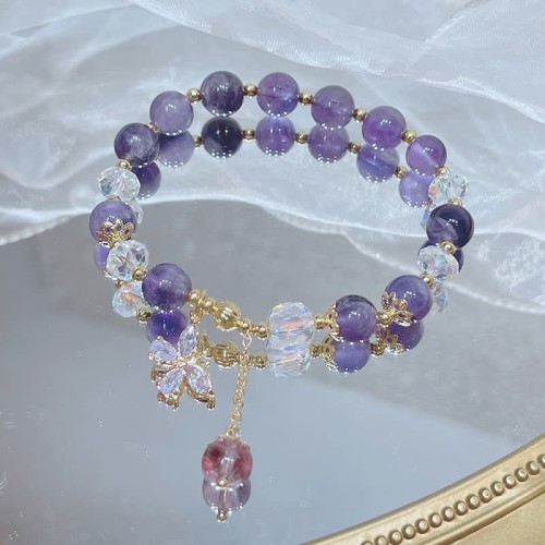 Amethyst Crystal Butterfly Charm Bracelet Amethyst Crystal Butterfly Charm Bracelet