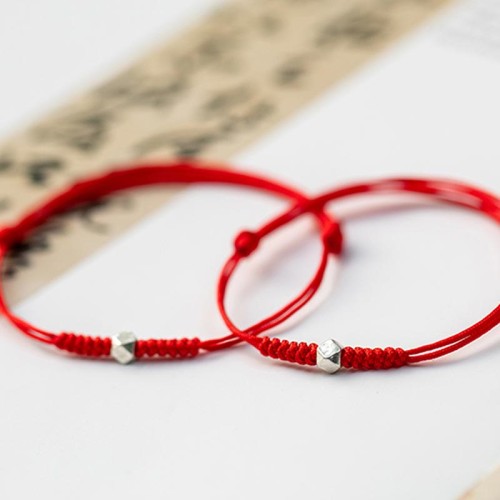 925 Silver Luck Bead Red String Braided Bracelet 925 Silver Luck Bead Red String Braided Bracelet