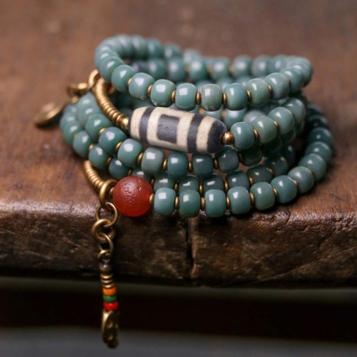 108 Mala Bodhi Seed Dzi Bead Wisdom Bracelet
