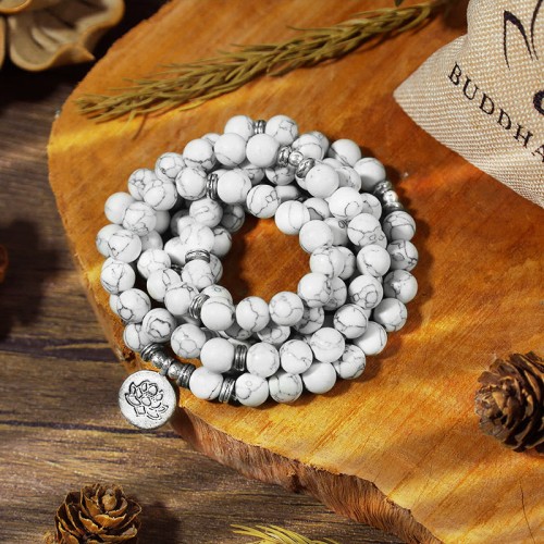 White Turquoise Lotus Healing Bracelet White Turquoise Lotus Healing Bracelet