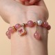 Strawberry Quartz Pearl Four Leaf Clover Bracelet