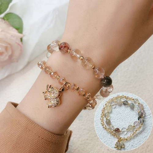 Rose Quartz Elephant Healing Charm Bracelet Rose Quartz Elephant Healing Charm Bracelet
