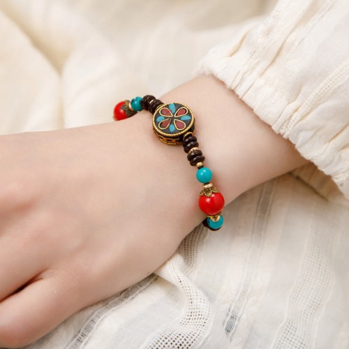 Tibetan Turquoise Om Mani Padme Hum Protection Bracelet