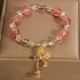 Strawberry Quartz Butterfly Charm Healing Bracelet Strawberry Quartz Butterfly Charm Healing Bracelet
